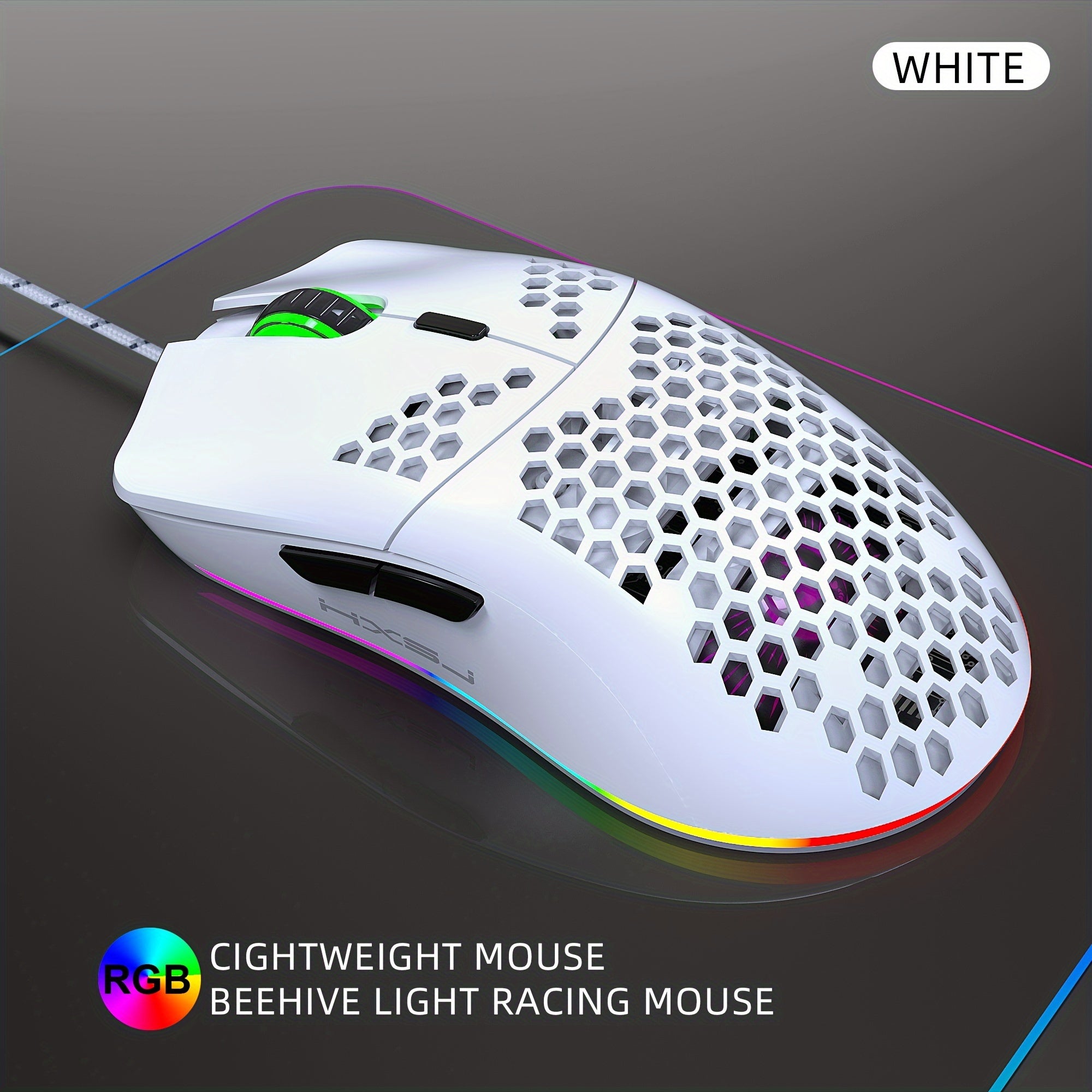 HXSJ-RGB Keyboard And Cellular Gaming Mouse, Compact 68-key Mini Wired Keyboard RGB Backlit