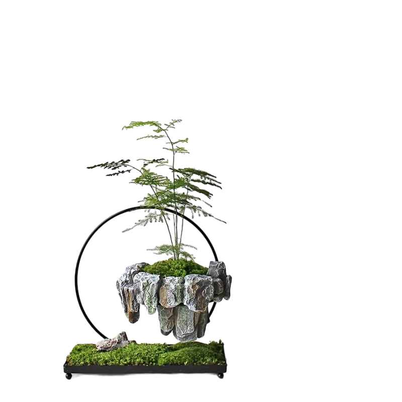 Elegant Metal Floating Island Bonsai Pot