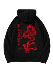 Dragon Print, Men's Casual Hoodie, Drawstring Pocket Hoodie