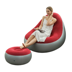 Velvet Inflatable Bean Bag Chair with Footrest