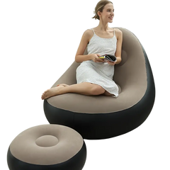 Velvet Inflatable Bean Bag Chair with Footrest