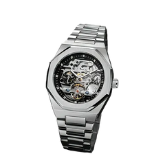 Automatic Mechanical Watch with Hollow Design - Luxury Rhinestone-Encrusted, Stainless Steel Band